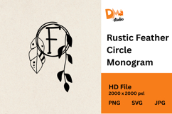 Rustic Feather Circle Monogram Product Image 1