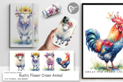 Rustic Flower Crown Animal Digital Paper Product Image 1