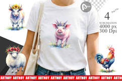 Flower Crown Animal Sublimation Product Image 1