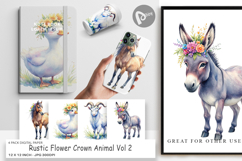 Rustic Flower Crown Animal Digital Paper Product Image 1