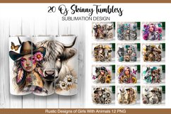 Girl and Animals Tumbler Sublimation Design | 20oz Tumbler Product Image 1