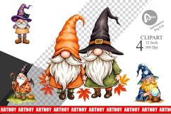 Rustic Halloween Gnomes Clipart Product Image 1
