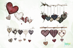 Rustic Hanging Hearts Clipart PNG Product Image 1