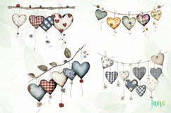 Rustic Hanging Hearts Clipart PNG Product Image 1