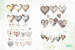 Rustic Hanging Hearts Clipart PNG Product Image 1