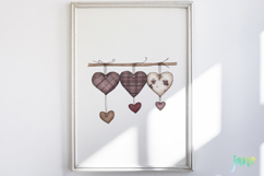 Rustic Hanging Hearts Clipart PNG Product Image 2