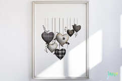 Rustic Hanging Hearts Clipart PNG Product Image 2