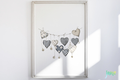 Rustic Hanging Hearts Clipart PNG Product Image 2