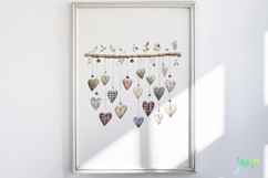 Rustic Hanging Hearts Clipart PNG Product Image 2