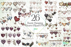 Rustic Hanging Hearts Clipart PNG Product Image 1