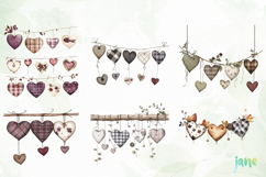 Rustic Hanging Hearts Clipart PNG Product Image 10