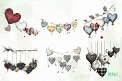 Rustic Hanging Hearts Clipart PNG Product Image 7