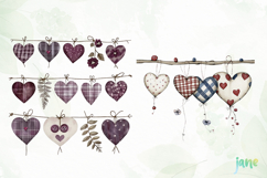 Rustic Hanging Hearts Clipart PNG Product Image 2