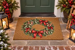Vintage Christmas Wreath PNG, Red Bow Holiday Sublimation Product Image 5