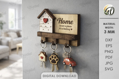 3D Rustic Key Holder Laser Cut. Wall Key Rack SVG Product Image 1