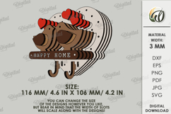 3D Rustic Key Holder Laser Cut. Wall Key Rack SVG Product Image 2