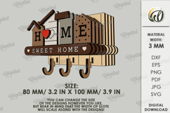 3D Rustic Key Holder Laser Cut. Wall Key Rack SVG Product Image 2