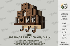 3D Rustic Key Holder Laser Cut. Wall Key Rack SVG Product Image 2