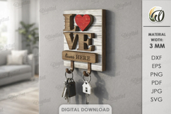 3D Rustic Key Holder Laser Cut. Wall Key Rack SVG Product Image 1