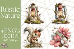 Rustic Woodland Animals Mini World Clipart PNG, Forest Product Image 1