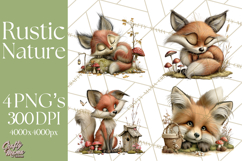 Rustic Woodland Animals Mini World Clipart PNG, Forest Product Image 1