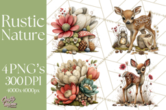 Rustic Woodland Animals Mini World Clipart PNG, Forest Product Image 1