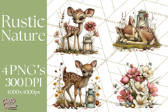Rustic Woodland Animals Mini World Clipart PNG, Forest Product Image 1