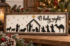 O Holy Night Nativity SVG, Christmas Manger Scene Cut File Product Image 2