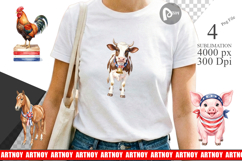 Patriotic Farm Animals Sublimation Product Image 1