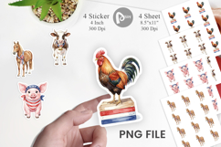 Rustic Patriotic Farm Animals Sticker Product Image 1