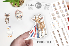 Rustic Patriotic Farm Animals Sticker Product Image 1