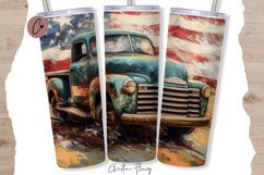 Patriotic Vintage Truck Tumbler Wrap PNG Product Image 1