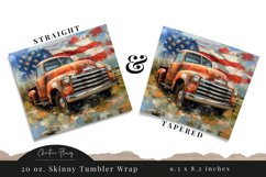 Patriotic Vintage Truck Tumbler Wrap PNG Product Image 3