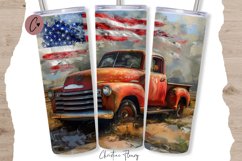 Patriotic Vintage Truck Tumbler Wrap PNG Product Image 1