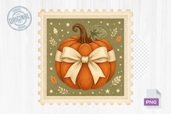 Rustic Pumpkin With Bow Stamp Art Product Image 1
