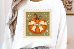 Rustic Pumpkin With Bow Stamp Art Product Image 2