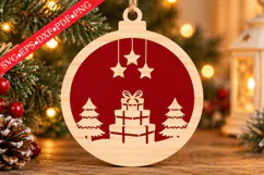 Rustic Red Christmas Ornament Scene SVG Product Image 1