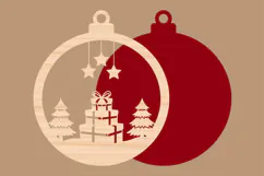 Rustic Red Christmas Ornament Scene SVG Product Image 2