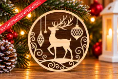 Rustic Reindeer Holiday Ornament SVG Product Image 1