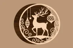 Rustic Reindeer Holiday Ornament SVG Product Image 2
