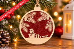 Rustic Snowman Ornament Glow SVG Product Image 1