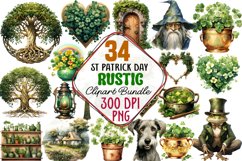 Rustic St Patricks Day Clipart Bundle, Rustic St. Patrick&#039;s Day Clipart, Farmhouse St Patricks Day Clipart, Vintage St Patricks Day Clipart, Rustic Clipart, Farmhouse Clipart, 