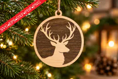 Rustic Stag Christmas Ornament SVG Product Image 1