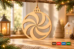 Rustic Swirl Wooden Christmas Ornament Product Image 3