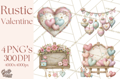 Rustic Valentine Decor Clipart, Burlap Heart PNG Product Image 1