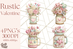 Rustic Valentine Decor Clipart, Burlap Heart PNG Product Image 1