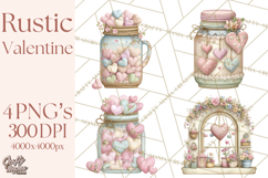 Rustic Valentine Decor Clipart, Burlap Heart PNG Product Image 1