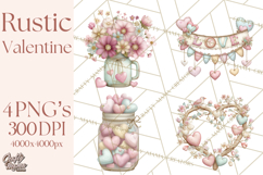 Rustic Valentine Decor Clipart, Burlap Heart PNG Product Image 1