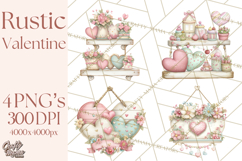 Rustic Valentine Decor Clipart, Burlap Heart PNG Product Image 1