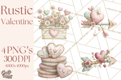 Rustic Valentine Decor Clipart, Burlap Heart PNG Product Image 1